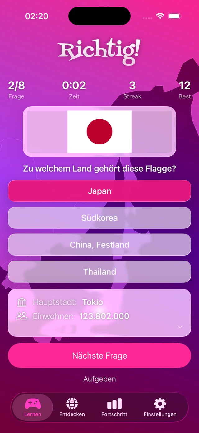 Land-erraten-Quiz mit Fakten